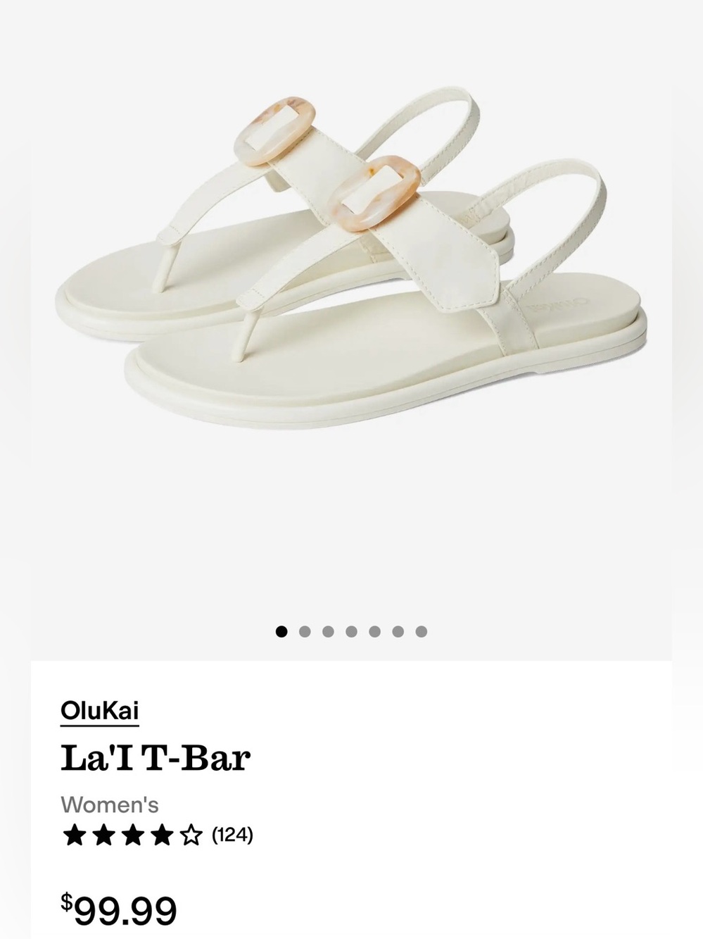 OluKai Women's Slingback T-Strap Sandals with Marbled Accent Sand White